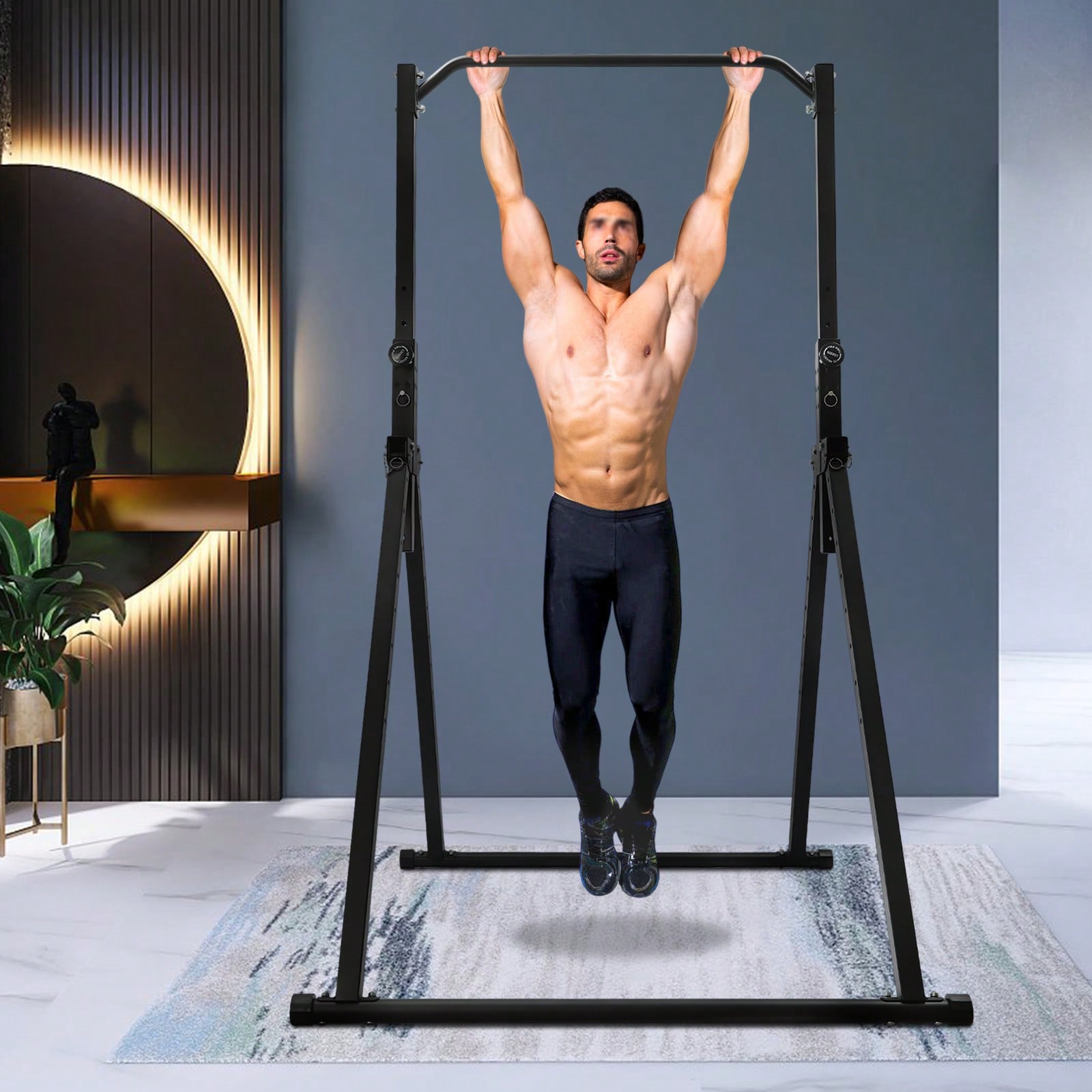 Pull Up Bar - 三角形懸垂ステーション ホームジム用懸垂バー 筋力トレーニング器具 高さ調節可能なホーム懸垂バー