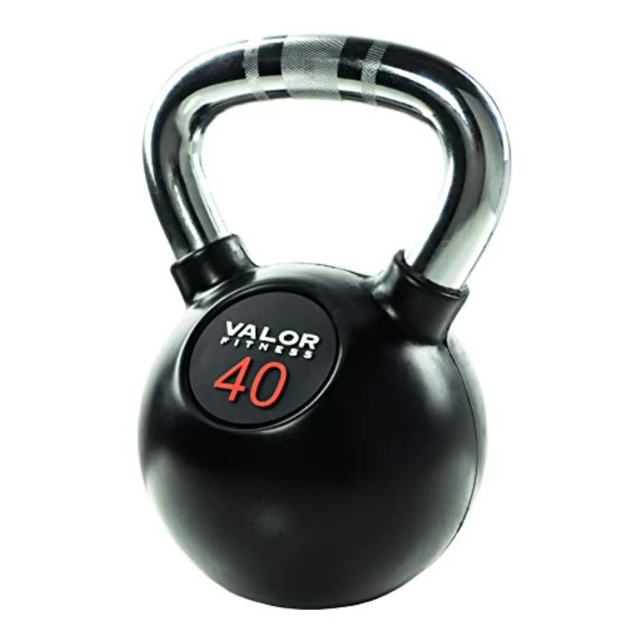 Kettlebell - クロムケトルベル 40ポンド ホームジム用 ラバーコーティング クロムメッキスチールハンドル ブラック/クロム