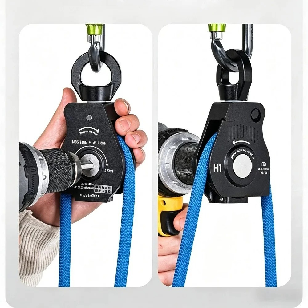 Rope Climb - 電動ロープリトラクター 電動ドリル収納ロープ ユニバーサルジョイント付き 25KN ノンノッティング クライミング/アウトドア用