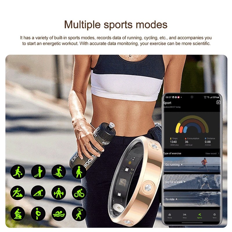Xiaomi スマートリング女性男性超狭い心拍数健康ストレス - Gymnastic Ring のレビューと価格