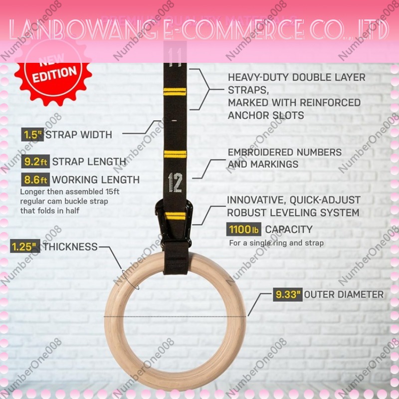 堅牢なバーチ材製体操リング、フィットネスプルアップリングセッ - Gymnastic Ring のレビューと価格