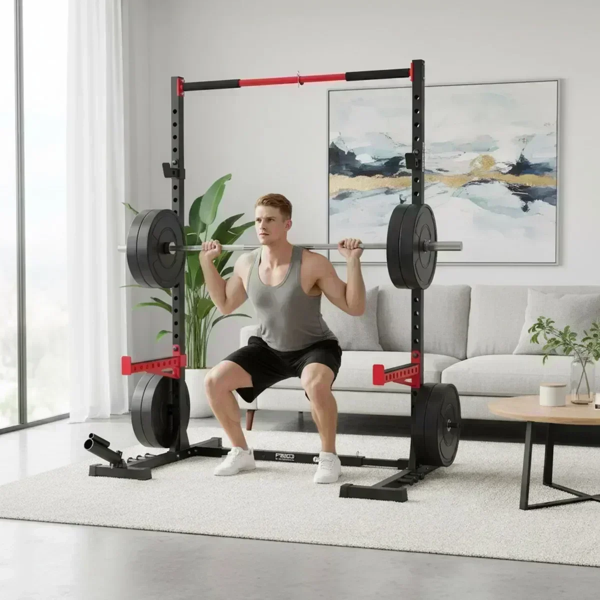 調整可能なホームジムスクワットラック、懸垂バー付き、頑丈なス - Pull Up Bar のレビューと価格